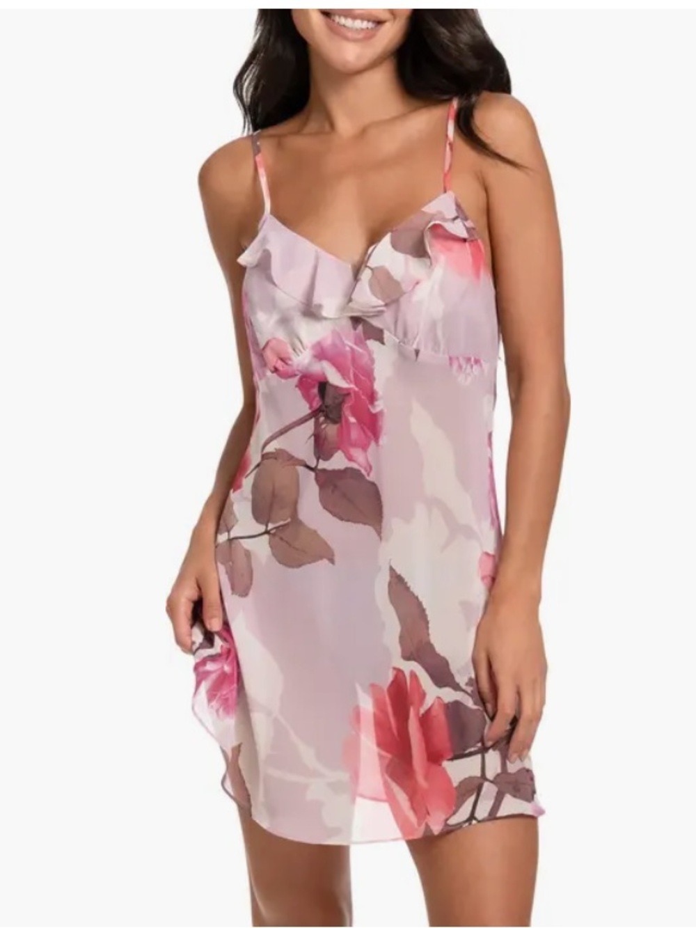 Midnight Bakery Park Rose Ruffle Trim Chemise Floral M - NWT $52